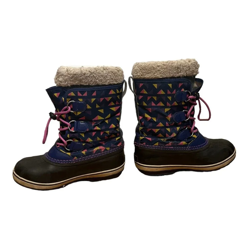 Sorel Yoot Pac Waterproof Blue & Pink Youth Winter Boots W Liners Size 5 Big Kid